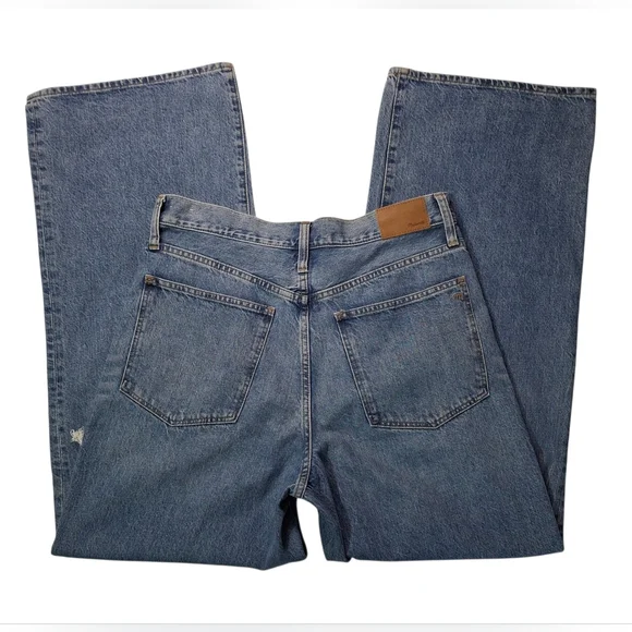 Madewell Women's Superwide Leg Jeans In Amcliffe Wash Knee Rip Edition Size 30 - Picture 15 of 15